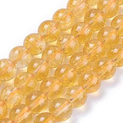 Natural Citrine Beads Strands, Round, Dyed & Heated, 6mm, Hole: 1mm, about 60~63pcs/strand, 15.5~15.7 inch(38~40cm)(G-E326-6mm-01)
