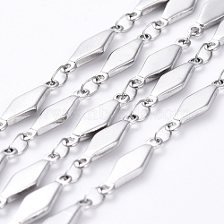 Tarnish Resistant 304 Stainless Steel Link Chains, Soldered, Rhombus, Stainless Steel Color, 13x4x1mm(STAS-P219-65)