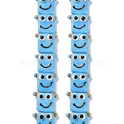 Handmade Lampwork Beads Strands, Robot, Light Sky Blue, 16x19.5x9.5mm, Hole: 1.8mm, about 30pcs/strand, 18.90''(48cm)(LAMP-Q036-07G)