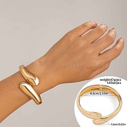 Alloy Cuff Bangles, Hinged Bangles for Women, Golden, Inner Diameter: 7-1/8 inch(18cm)(WGA0230-03)