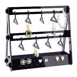 Elite 1 Set Opaque Acrylic Earring Display Stands, Coat Hanger Shape, Black, 14pcs/set, 1 set/box(EDIS-PH0001-24A)