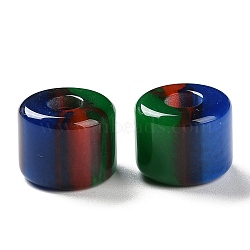 Resin European Beads, Large Hole Beads, Column, Colorful, 13.5~14x17~17.5x17~17.5mm, Hole: 6mm(RESI-U009-01A-02)