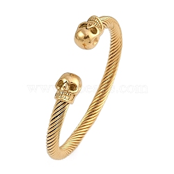 Ion Plating(IP) 304 Stainless Steel Cuff Bangles for Women, Skull, Golden, Inner Diameter: 2-3/8 inch(5.95cm)(STAS-M023-11G)