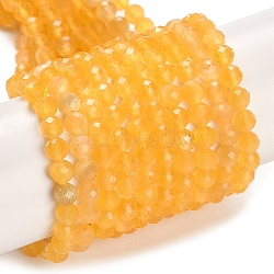 Cat Eye Beads Strands, Faceted, Round, Dark Orange, 4mm, Hole: 0.8mm, about 95pcs/strand, 142.91''(363cm)(CE-U001-01E)