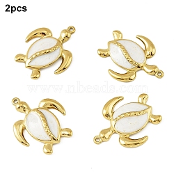 2Pcs 304 Stainless Steel White Enamel Pendants, Turtle Charm, Golden, White, 30x24x4mm, Hole: 1.5mm(STAS-YW0003-32)