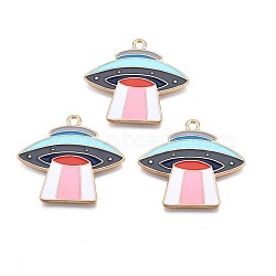 Alloy Enamel Pendants, Light Gold, Cadmium Free & Lead Free, UFO Shape, Colorful, 26.5x29.5x1mm, Hole: 2mm(PALLOY-S132-343)