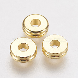 Brass Spacer Beads, Real 24K Gold Plated, Donut, 6x2mm, Hole: 2mm(X-KK-F730-03G)