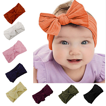 Nylon Elastic Baby Headbands, for Girls, Hair Accessories, Bowknot, Mixed Color, 160x60mm