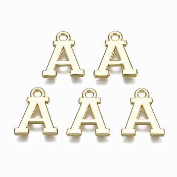 Alloy Charms, Cadmium Free & Nickel Free & Lead Free, Alphabet, Real 16K Gold Plated, Letter.A, 14x12x1mm, Hole: 1.6mm