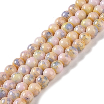 Baking Paint Glass Bead Strands, Round, Moccasin, 8mm, Hole: 1mm, about 104~105pcs/strand, 30.71~31.10''(78~79cm)