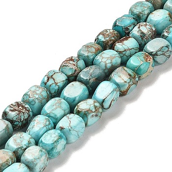 Natural Dolomite Beads Strands, Dyed, Cuboid, Turquoise, 7~7.5x5~5.5x5~5.5mm, Hole: 1.2mm, about 55pcs/strand, 15.67~15.94 inch(39.8~40.5cm)