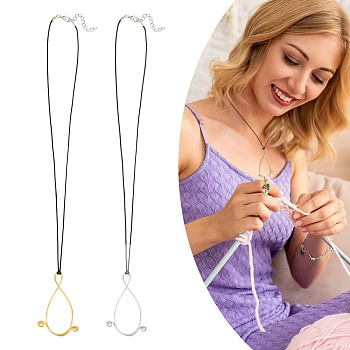 Aluminum Pendant Necklaces, with Polyester Cords, Mixed Color, 23.23 inch(59cm), 2pcs/set