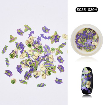 Halloween Nail Stickers, Nail Art Cabochons, Mixed Shape, for Fingernails Toenails Nail Tips Decoration, Mixed Color, 4~12x3~10x0.1mm, about 50pcs/box