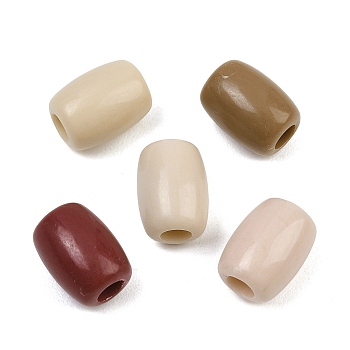 Opaque Acrylic European Beads, Large Hole Beads, Barrel, Mixed Color, 12x9mm, Hole: 4mm, about 780pcs/500g