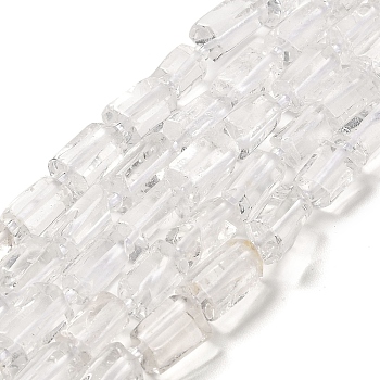 Natural Quartz Crystal Beads Strands, with Seed Beads, Faceted, Column, 8.5~11x5.5~6.5mm, Hole: 1mm, about 14~15pcs/strand, 7.48''(19cm)