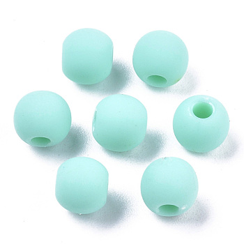 Frosted Acrylic Beads, Round, Turquoise, 6x5.5mm, Hole: 1.8mm, about 4430pcs/500g