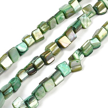 Dyed Natural Freshwater Shell Beads Strands, Nuggets, Medium Sea Green, 7.5~9x9.5~15x5~9mm, Hole: 0.9mm, about 42~50pcs/strand, 14.45''~14.76''(36.7~37.5cm)