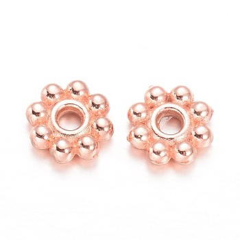 Alloy Daisy Spacer Beads, Flower, Rose Gold, 5x1.5mm, Hole: 1.8mm
