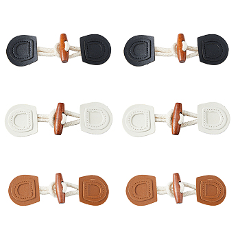 12 Sets 3 Style Wood Button, Imitation Leather Horn Toggle Button, Sewing Accessories, Mixed Color, 81.5~95x42x6~12mm, 4 sets/style