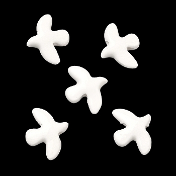 Handmade Porcelain Beads, Peace Dove, Bright Glazed Porcelain, White, 17~17.5x13.5~14x4.5~5mm, Hole: 1.6~1.8mm
