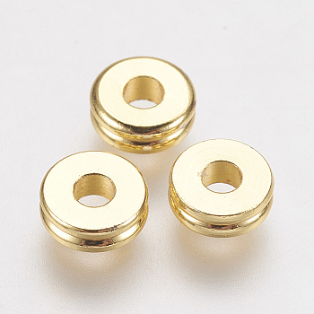 Brass Spacer Beads, Real 24K Gold Plated, Donut, 6x2mm, Hole: 2mm