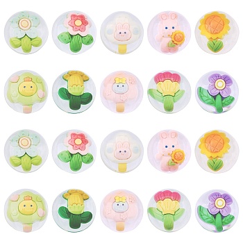 20Pcs 10 Styles Transparent Resin Cabochons, Half Round, Mixed Color, 24.5x9.5mm, 2pcs/style