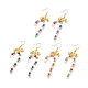 3 Pairs 3 Style Glass Christmas Candy Cane with Alloy Bowknot Dangle Earrings(EJEW-JE04971)-1