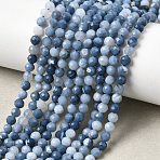Natural Blue Opal Beads Strands, Faceted, Round, 4~4.5mm, Hole: 0.8mm, about 94~104pcs/strand, 15.35''~15.55''(39~39.5cm)(G-P603-C-4mm-04)