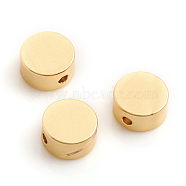 Matte Style Brass Beads, Long-Lasting Plated, Flat Round, Real 14K Gold Plated, 6x3mm, Hole: 1mm(X-KK-L155-19MG)