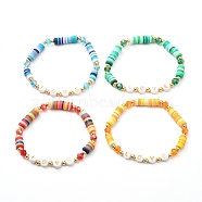 Love Handmade Polymer Clay Beads Stretch Bracelet for Teen Girl Women, Mixed Color, Inner Diameter: 2-1/8 inch(5.3cm)(BJEW-JB06936)