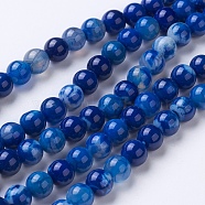 Natural Agate Beads Strands, Dyed & Heated, Grade A, Round, Blue, 8~8.5mm, Hole: 1.2mm, about 48pcs/strand, 15.1 inch(38.5cm)(X-G-G754-07-8mm)
