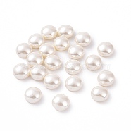 Shell Pearl Half Drilled Beads, Half Round, White, 10x6mm, Hole: 1mm(BSHE-G011-01-10mm)