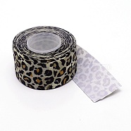 Polyester Ribbon, Leopard Print Theme Pattern, for Gift Wrapping, Floral Bows Crafts Decoration, Dark Sea Green, 1-1/2 inch(38mm), about 10yards/roll(OCOR-TAC0009-22B-05)