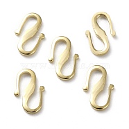Brass S Hook Clasps, Long-Lasting Plated, Real 24K Gold Plated, 12x7.5x1mm(X-KK-L205-04G)