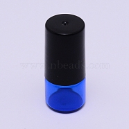 Glass Roller Bottles, with ABS Screw Lid and Stainless Steel Roller Balls, Refillable Bottles, Column, Blue, 15.5x31mm, Hole: 7mm, Capacity: 1ml(MRMJ-WH0066-01)