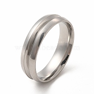 201 Stainless Steel Grooved Finger Ring Settings, Ring Core Blank, for Inlay Ring Jewelry Making, Stainless Steel Color, Inner Diameter: 20mm, Groove: 2mm(STAS-P323-05P)