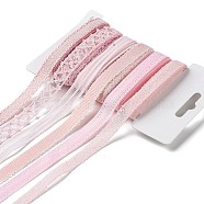 18 Yards 6 Styles Polyester Ribbon, for DIY Handmade Craft, Hair Bowknots and Gift Decoration, Pink Color Palette, Pink, 3/8~1/2 inch(9~12mm), about 3 yards/style(SRIB-Q022-D12)