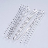 304 Stainless Steel Flat Head Pins, Stainless Steel Color, 45x0.6mm, 22 Gauge, Head: 1.5mm(STAS-F145-07P-0.6x45mm)