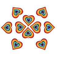 10Pcs 2 Colors Alloy Enamel Pendants, Rainbow Color Heart, Cadmium Free & Lead Free, Colorful, 29x28mm(JX080A)