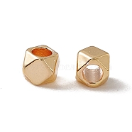 Brass Beads, Long-Lasting Plated, Cube, Real 18K Gold Plated, 3x3x3mm, Hole: 1.6mm(KK-A171-22G)