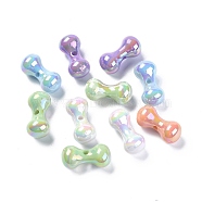 UV Plating Acrylic Beads, Bone, Mixed Color, 14.5x30x14.5mm, Hole: 3.4mm(OACR-D009-03)