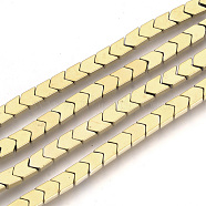 Electroplate Non-magnetic Synthetic Hematite Beads Strands, Arrow/Chevron, Light Gold Plated, 6x4x2mm, Hole: 1mm, about 97pcs/strand, 15.7 inch(X-G-Q486-69F)