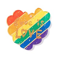 Rainbow Theme Acrylic Pendants, Heart, 35x38x2mm, Hole: 1.7mm(MACR-U003-01A)