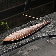 Porcelain Incense Burners, Leaf Incense Holders, Home Office Teahouse Zen Buddhist Supplies, Light Salmon, 258x49x18mm(PW-WG52030-02)