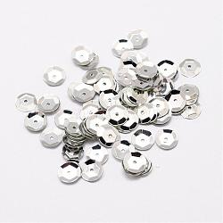 Plastic Paillette Beads, Semi-cupped Sequins Beads, Center Hole, Silver, 10x0.5mm, Hole: 1mm(PVC-A001-10mm-08)