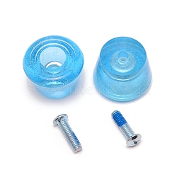 Roller Skate Toe Stops, PU Plastic Double-Row Roller Skating Brake Jam Plugs, with Screws, Light Sky Blue, 46x34mm, Inner Diameter: 9mm & 20mm(AJEW-WH0254-39A)