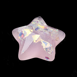 Resin Cabochons, with Shell Chip, Star, Pink, 15x16x6mm(CRES-N016-44H)