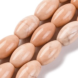 Natural White Jade Dyed Beads Strands, Oval, PeachPuff, 20~21x12.5mm, Hole: 1mm, about 20pcs/strand, 15.94''(40.5cm)(G-H040-C01-01)