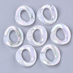 Transparent Acrylic Linking Rings, AB Color Plated, Imitation Gemstone Style, Quick Link Connectors, For Jewelry Curb Chains Making, Twist, Clear AB, 32x30x7mm, Inner Diameter: 12x19mm(PACR-R246-012B)