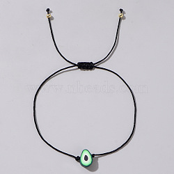 Fruit Avocado Polymer Clay Braided Bead Bracelets, Adjustable Black Cotton Cord Bracelets for Women(LP5577-4)